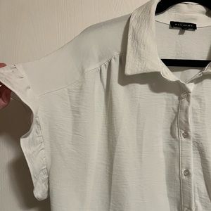 Short ruffled sleeve button up